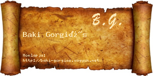 Baki Gorgiás névjegykártya